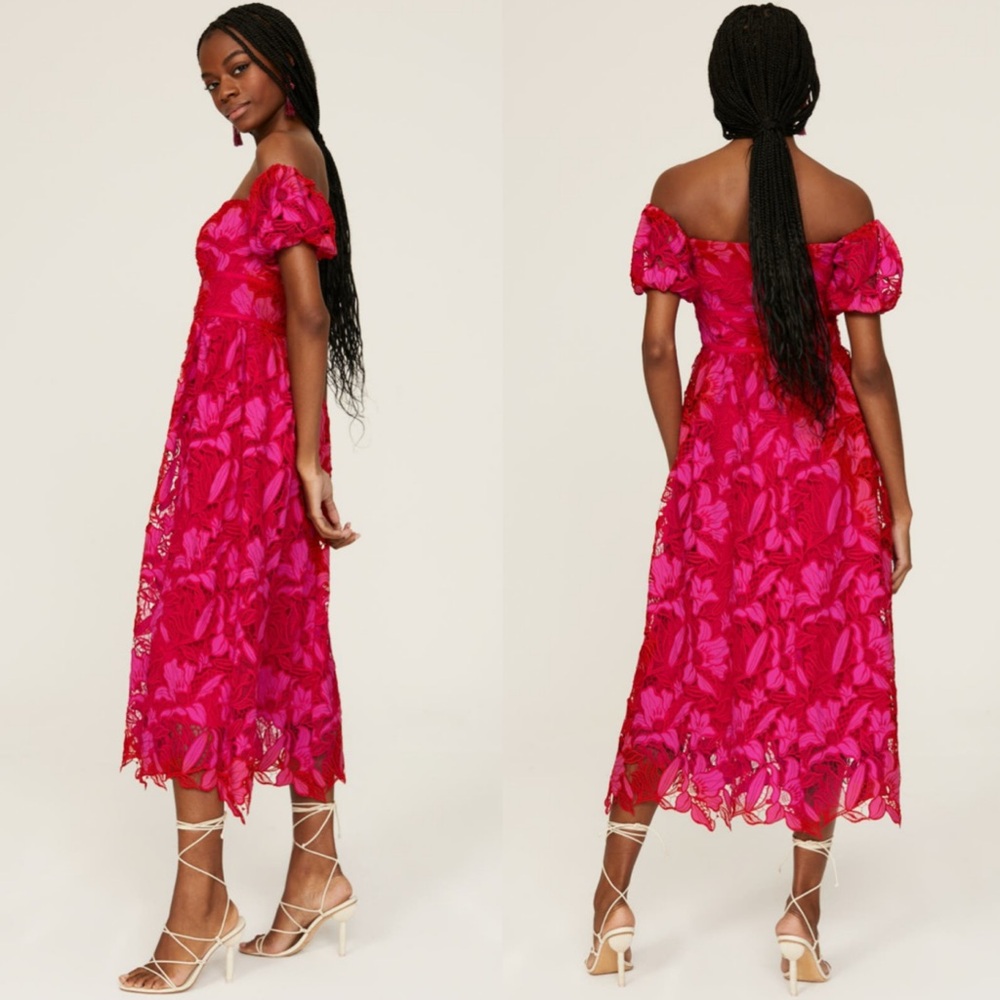 ML Monique Lhuillier Off the Shoulder Dress Size 16 - Picture 3 of 9